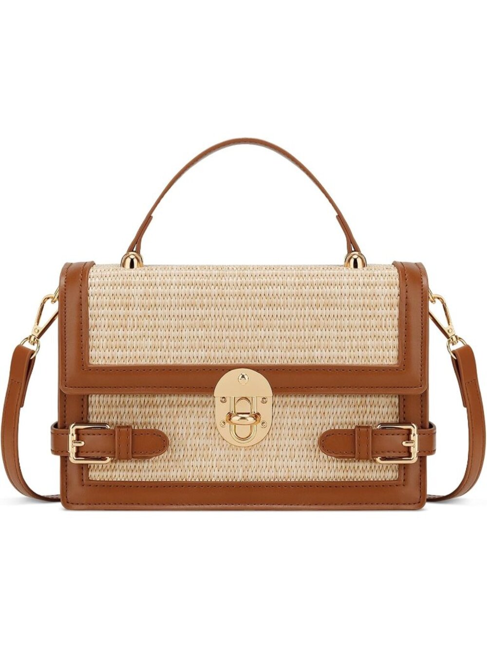 👜Women's Brown Straw Purse Summer Beach Shoulder Bag Crossbody Handle Handbag